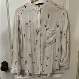 Fun Cocktail Patterned Shirt by Zara size Large